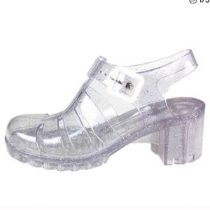 JuJu Northampton glitter chunky heel sandal size 8